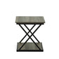 20" Gray and Black Wood and Iron Square Frame End Table With Shelf