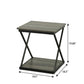 20" Gray and Black Wood and Iron Square Frame End Table With Shelf