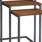 Set of Three Brown and Black Distressed Solid Wood and Metal Frame Nested Tables