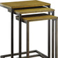 Set of Three Brown and Black Distressed Solid Wood and Steel Frame Nested Tables