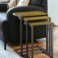 Set of Three Brown and Black Distressed Solid Wood and Steel Frame Nested Tables