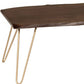 42" Brown And Gold Solid Wood And Iron Coffee Table