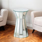 22" Silver Glass Round Mirrored End Table