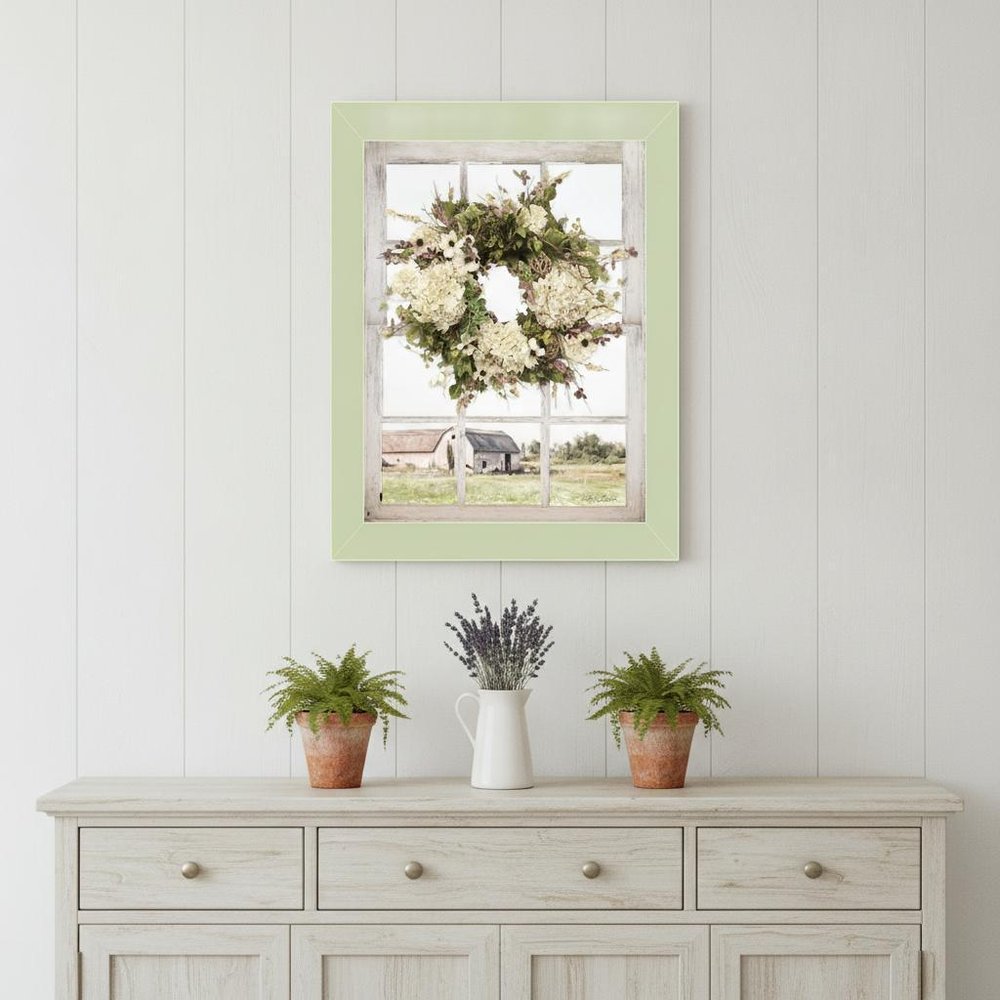 Pleasant View Light Green Framed Print Wall Art