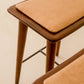 24" Cream And Brown Solid Wood Backless Counter Height Bar Chair