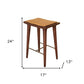 24" Cream And Brown Solid Wood Backless Counter Height Bar Chair