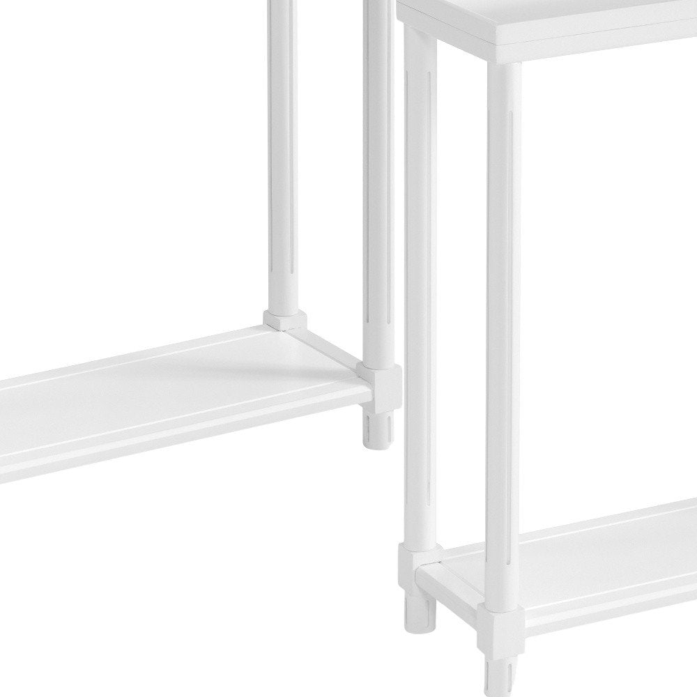 Set Of Two 24" White Wood Rectangular End Tables With Shelf