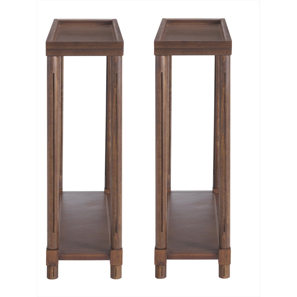 Set Of Two 24" Brown Wood Rectangular End Tables With Shelf