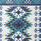 36" X 20" Blue Ivory And Teal Southwestern Cotton Hanging Tapestry