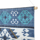 36" X 20" Blue Ivory And Teal Southwestern Cotton Hanging Tapestry