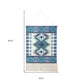 36" X 20" Blue Ivory And Teal Southwestern Cotton Hanging Tapestry