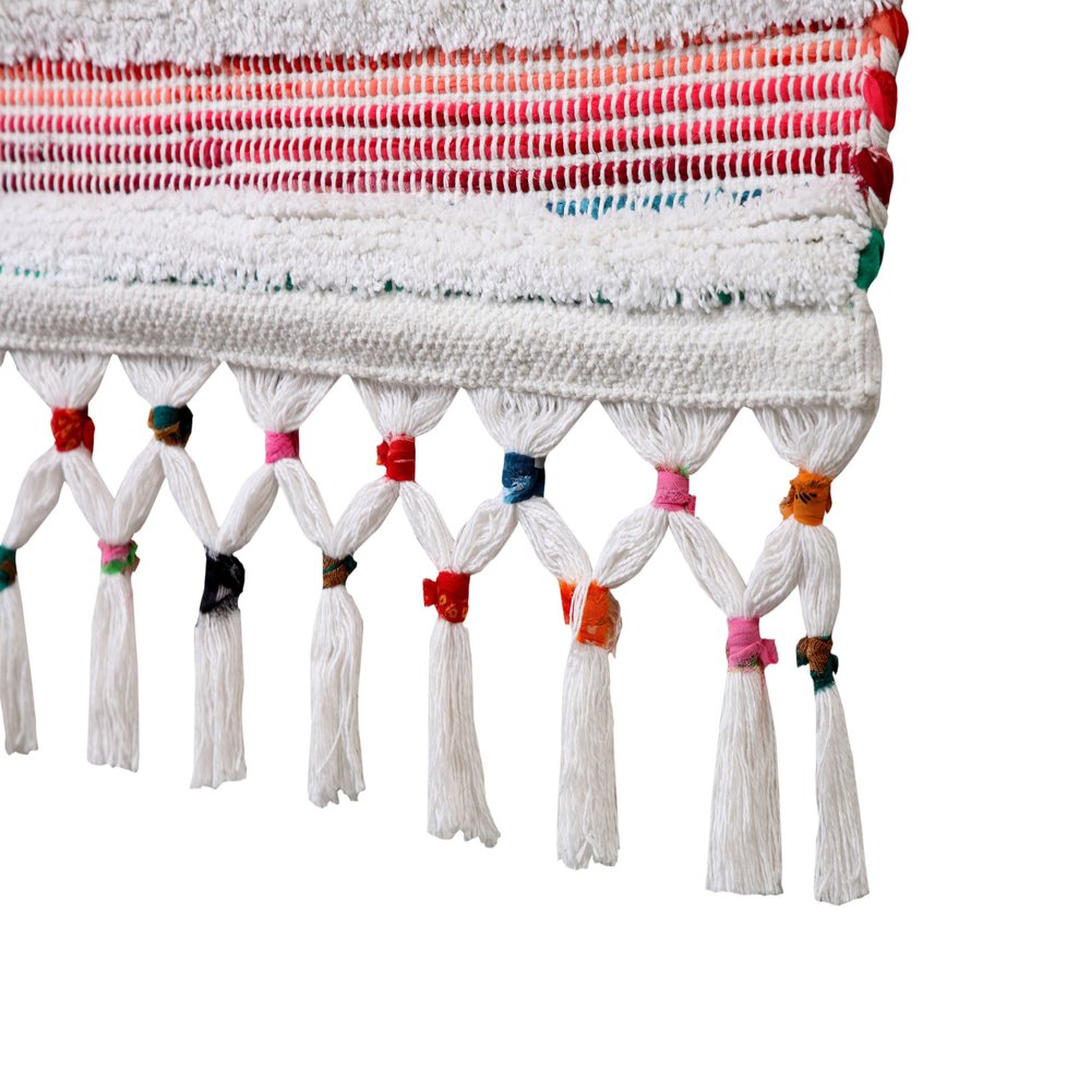 51" X 26" Green Red And White Abstract Wool Hanging Tapestry