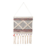 36" X 20" Red And White Geometric Cotton Square Hanging Tapestry