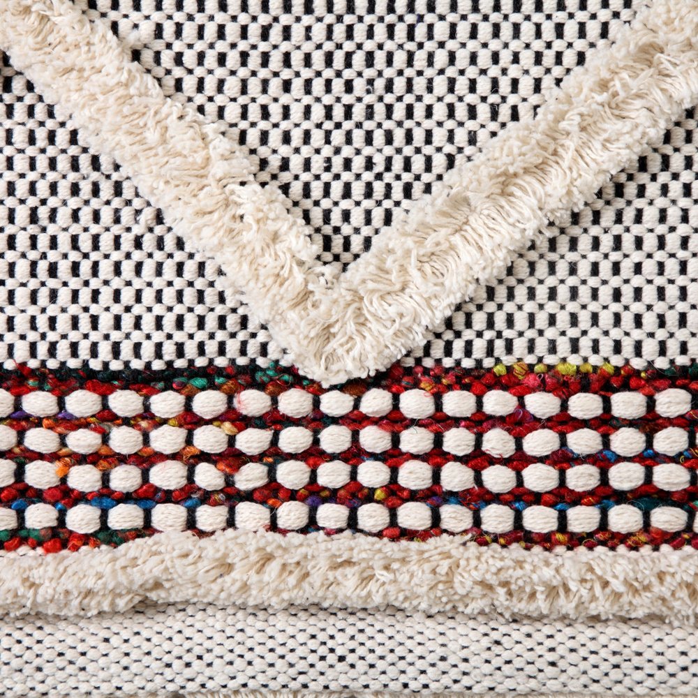 36" X 20" Red And White Geometric Cotton Square Hanging Tapestry