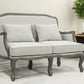 56" Cream And Gray Linen Loveseat and Toss Pillows
