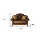 67" Brown And Redwood Faux Leather Loveseat and Toss Pillows