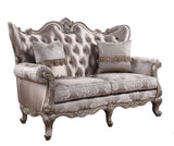 68" Pink And Platinum Silk Blend Loveseat and Toss Pillows