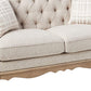 62" Beige And Brown Linen Loveseat and Toss Pillows