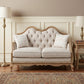 62" Beige And Brown Linen Loveseat and Toss Pillows
