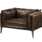 47" Brown and Black Top Grain Leather Chair and a Half