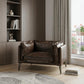 47" Brown and Black Top Grain Leather Chair and a Half