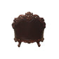 48" Dark Brown Faux Leather Tufted Chesterfield Chair And Toss Pillow