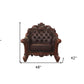 48" Dark Brown Faux Leather Tufted Chesterfield Chair And Toss Pillow
