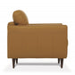 35" Camel and Black Genuine Leather Tufted Arm Chair
