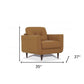 35" Camel and Black Genuine Leather Tufted Arm Chair
