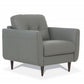 35" Gray and Black Genuine Leather Tufted Arm Chair
