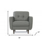 35" Gray and Black Genuine Leather Tufted Arm Chair