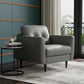 35" Gray and Black Genuine Leather Tufted Arm Chair