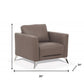 35" Taupe and Black Genuine Leather Arm Chair