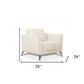 35" Cream and Black Genuine Leather Arm Chair
