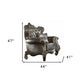 44" Silver and Platinum Faux Leather Tufted Wingback Chair And Toss Pillows
