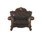 50" Chocolate Faux Leather Tufted Chesterfield Chair And Toss Pillow