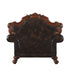 50" Chocolate Faux Leather Tufted Chesterfield Chair And Toss Pillow