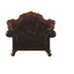 50" Chocolate Faux Leather Tufted Chesterfield Chair And Toss Pillow