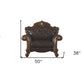 50" Chocolate Faux Leather Tufted Chesterfield Chair And Toss Pillow