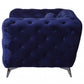 41" Blue and Black Fabric Tufted Arm Chair