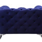 41" Blue and Black Fabric Tufted Arm Chair