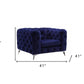 41" Blue and Black Fabric Tufted Arm Chair