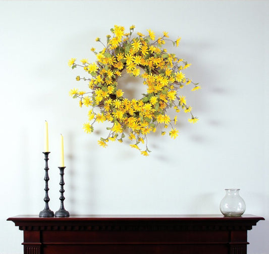 23" Green And Yellow Spring Daisy Artificial Wreath
