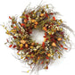 20" Green Brown  And White Fall Mixed Assortment Artificial Wreath