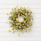 24" Green White And Yellow Spring Daisy Artificial Wreath