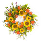 22" Green And Yellow Summer Sunflower Artificial Wreath