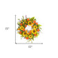 22" Green And Yellow Summer Sunflower Artificial Wreath