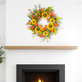 22" Green And Yellow Summer Sunflower Artificial Wreath