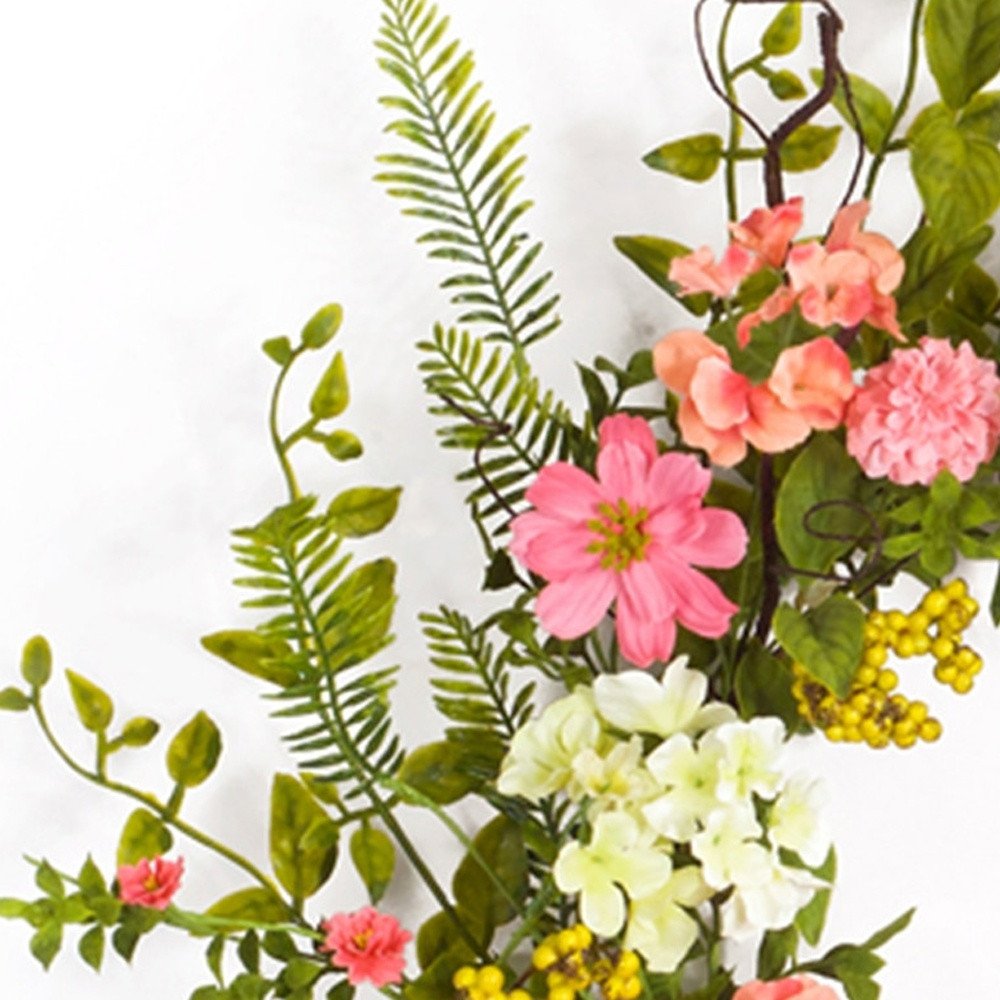 27" Pink and Green Spring Berry Artificial Wreath