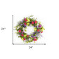 24" Pink and Green Mixed Assortment Artificial Wreath